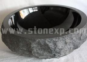 光面與剁斧面完美結合的衛浴盆