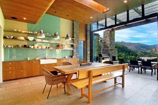 New Zealand, Stone Lodge A House Near the Mountains The Dining Room Stone Lodge in New Zealand