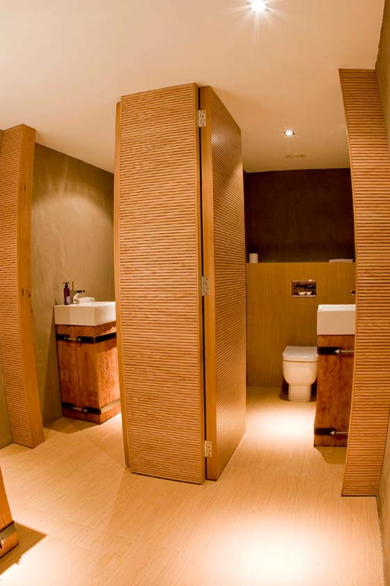 Wooden Bathroom Design in The Carne Restaurant from InHouse Architects
