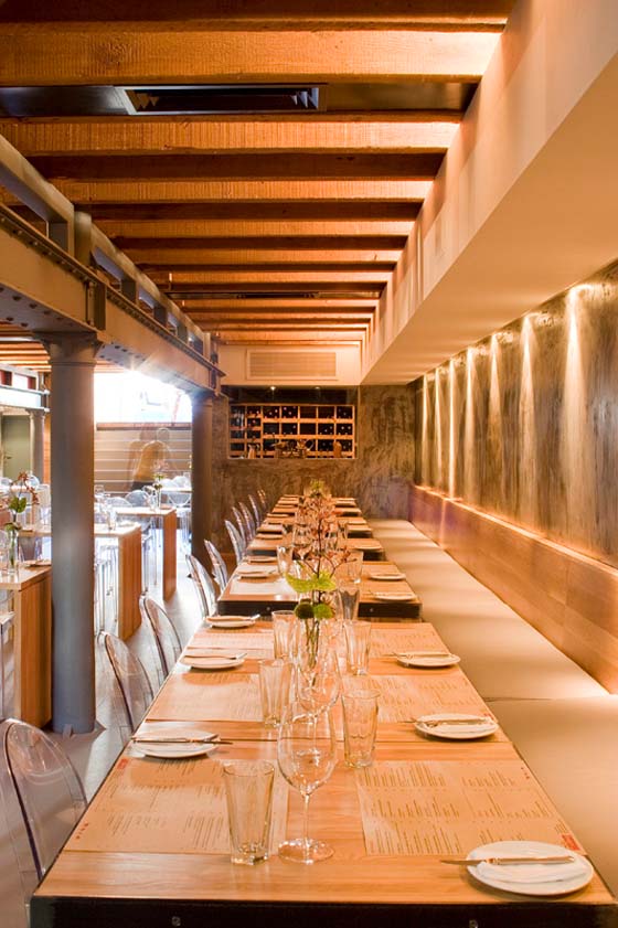 Dining Room Design with Long Table Idea in The Carne Restaurant from InHouse Architects