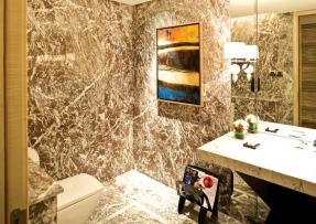 天然石材打造風格迥異的洗手間