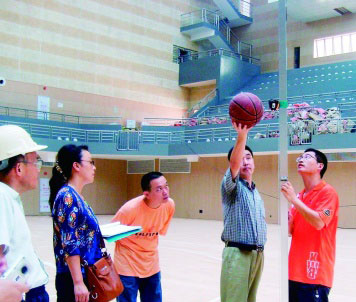 惠州金山湖體育館地板體育工藝檢測。