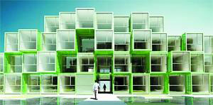 這座容器式公寓由100個集裝箱組成