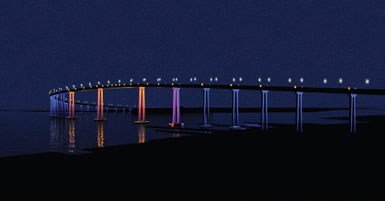 美國圣地亞哥大橋安裝了可控的LED燈光秀 1